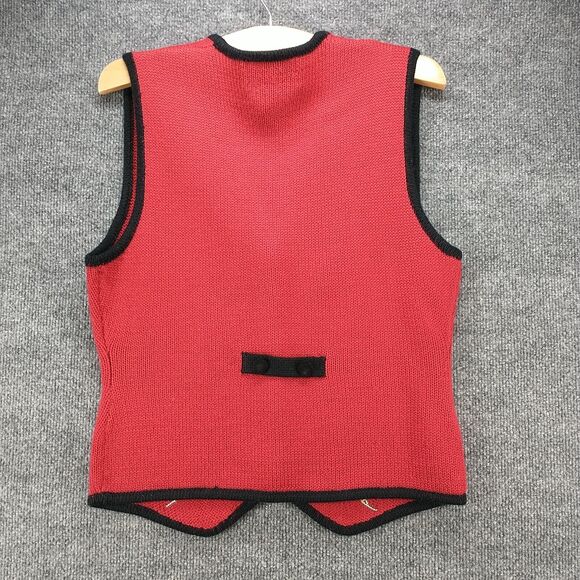Talbots Womens Knit Sweater Vest Red SZ PP Button Front V-Neck Cropped Vintage - Picture 5 of 11